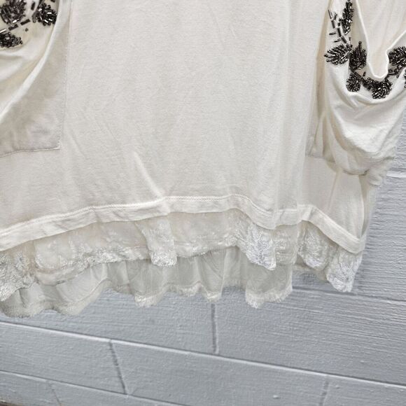 LOGO Lavish by Lori Goldstein Womens XXS Beaded Top Velvet Trim Pockets - Picture 7 of 7